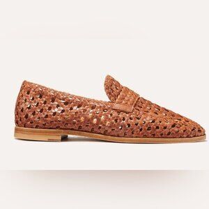 NWT Margaux Andie cognac brown woven leather loafer, 38.5